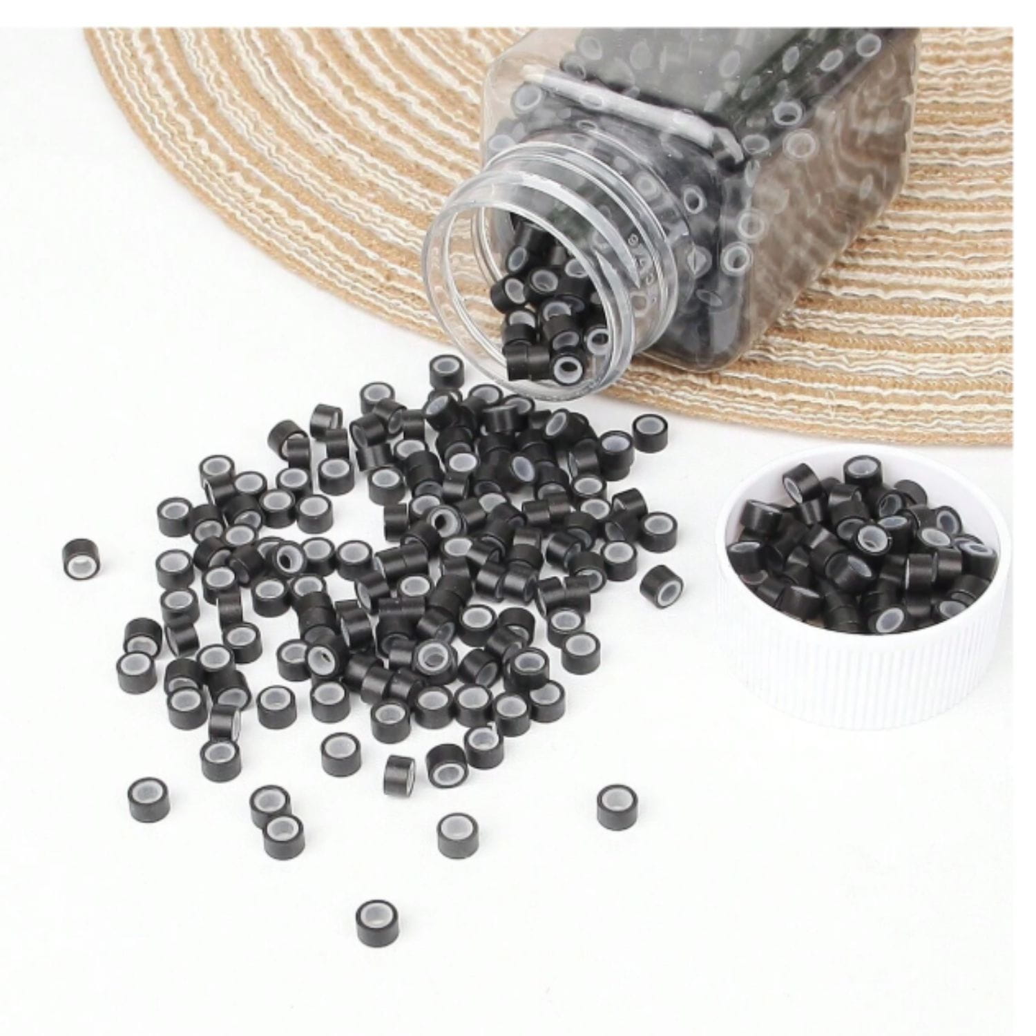 czarne mikroringi 4mm do przedłużania włosów 100 sztuk